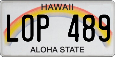 HI license plate LOP489