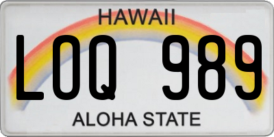 HI license plate LOQ989