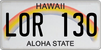 HI license plate LOR130
