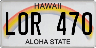 HI license plate LOR470