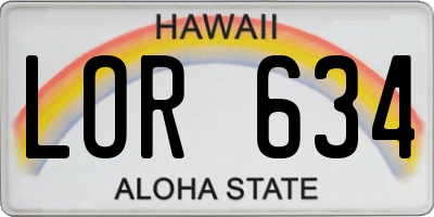 HI license plate LOR634