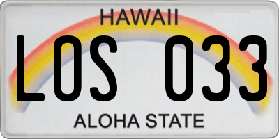 HI license plate LOS033