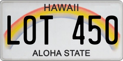 HI license plate LOT450