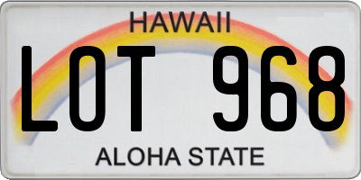 HI license plate LOT968