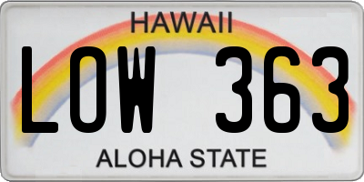 HI license plate LOW363