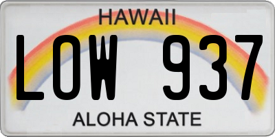 HI license plate LOW937