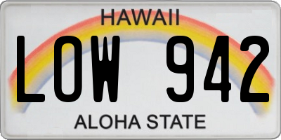 HI license plate LOW942