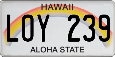 HI license plate LOY239
