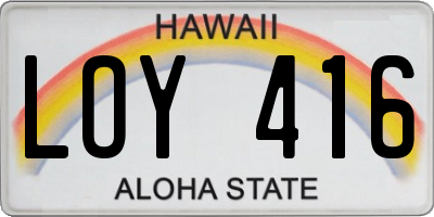 HI license plate LOY416