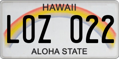 HI license plate LOZ022