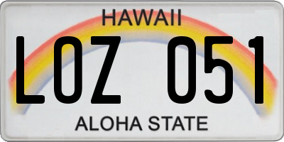 HI license plate LOZ051