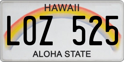 HI license plate LOZ525