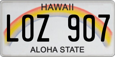 HI license plate LOZ907