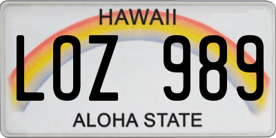 HI license plate LOZ989