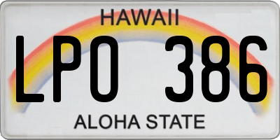 HI license plate LPO386