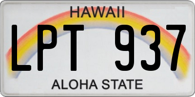 HI license plate LPT937