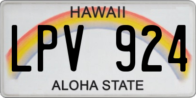 HI license plate LPV924