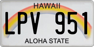 HI license plate LPV951
