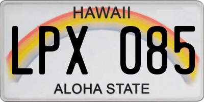 HI license plate LPX085