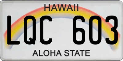 HI license plate LQC603