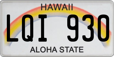 HI license plate LQI930