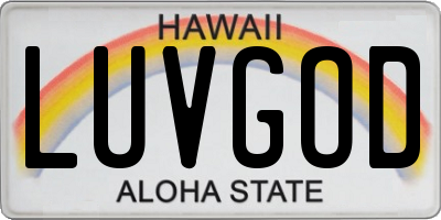 HI license plate LUVGOD