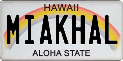 HI license plate MIAKHAL