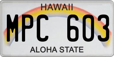 HI license plate MPC603