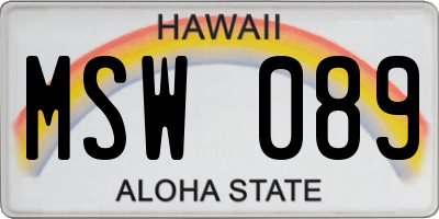 HI license plate MSW089