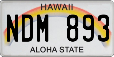 HI license plate NDM893