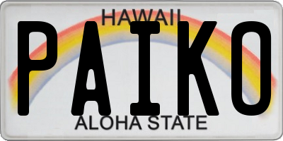 HI license plate PAIKO