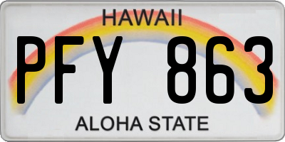 HI license plate PFY863