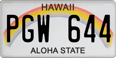 HI license plate PGW644
