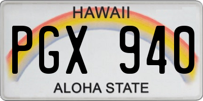 HI license plate PGX940