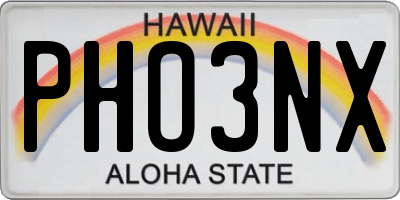 HI license plate PHO3NX