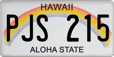 HI license plate PJS215