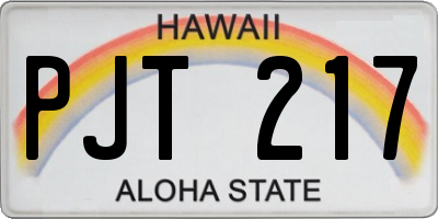 HI license plate PJT217