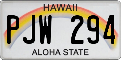 HI license plate PJW294