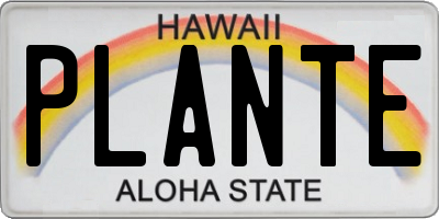 HI license plate PLANTE