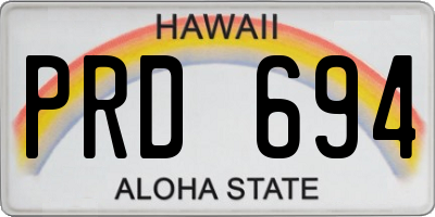 HI license plate PRD694