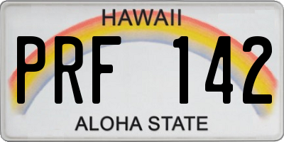 HI license plate PRF142