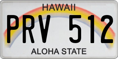 HI license plate PRV512