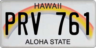 HI license plate PRV761