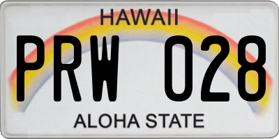 HI license plate PRW028