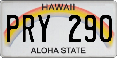 HI license plate PRY290