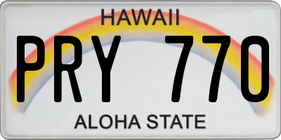 HI license plate PRY770