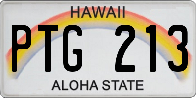 HI license plate PTG213