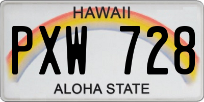 HI license plate PXW728