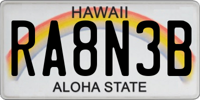 HI license plate RA8N3B