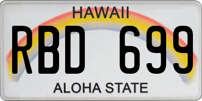 HI license plate RBD699